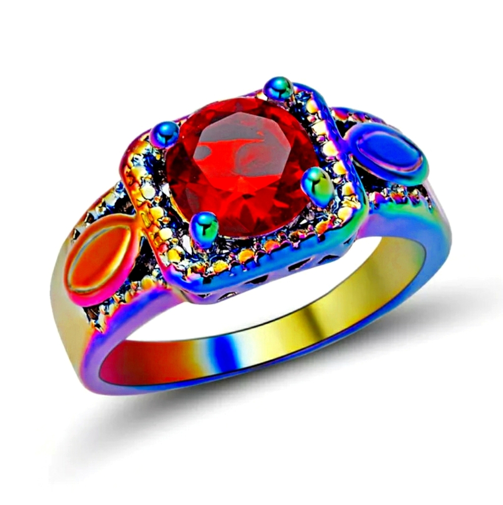 New Ruby Rainbow Hematite Ring.